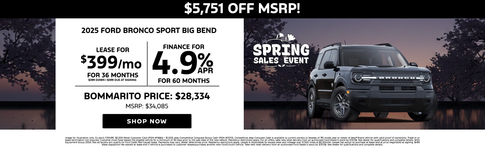 2025 Ford Bronco Sport Lease Offer