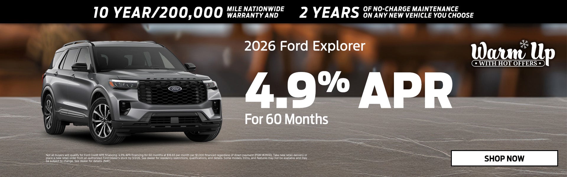 4.9% APR on 2026 Ford Explorer