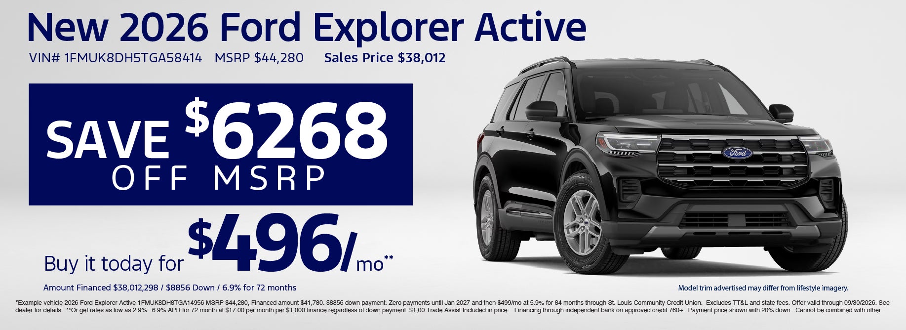 Buy a 2026 Explorer starting at $496/mo