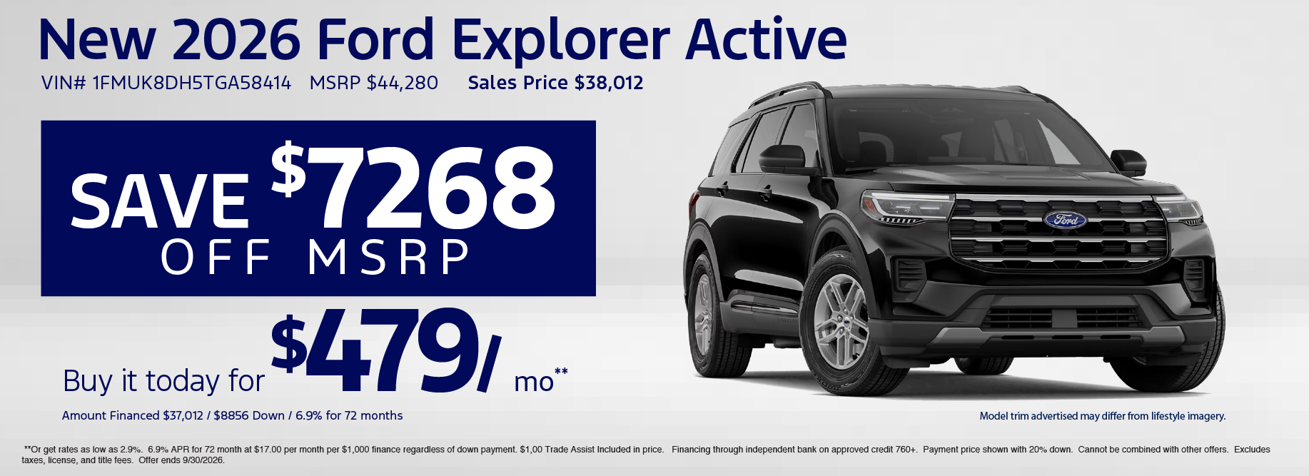 Buy a 2026 Explorer starting at $496/mo