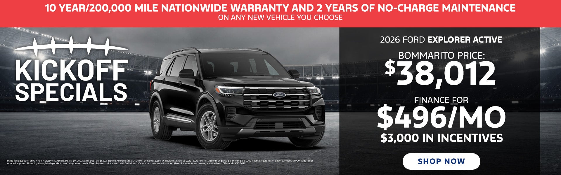 Limited time deal on 2026 Ford Explorer at Bommarito Ford
