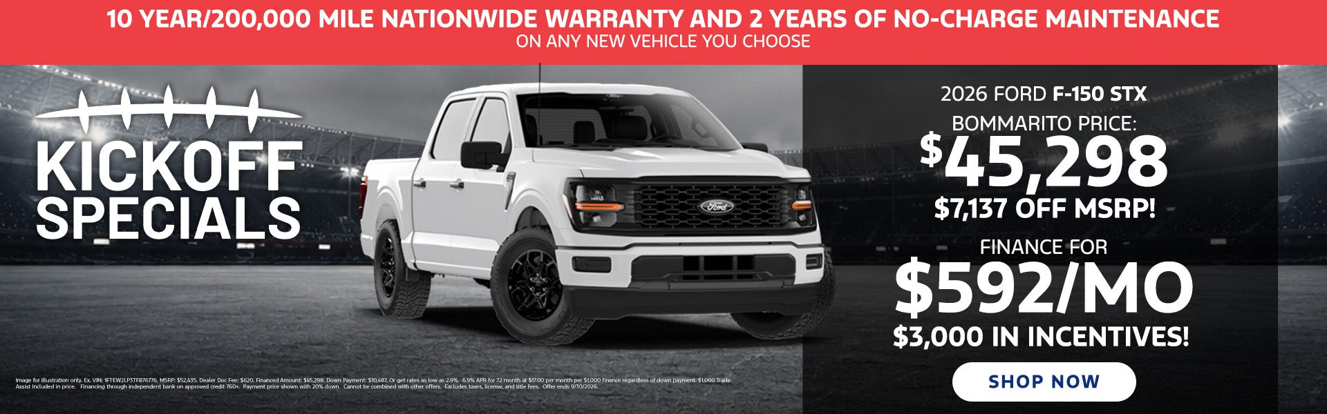 Limited time deal on 2026 Ford F-150 at Bommarito Ford